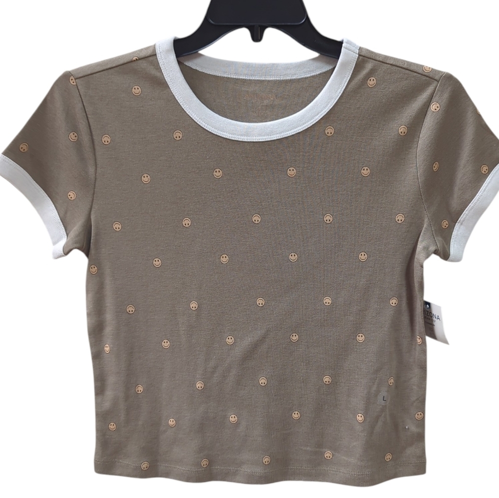 Arizona Jean Company, Smiley/Happy Face Crop Top. Lg